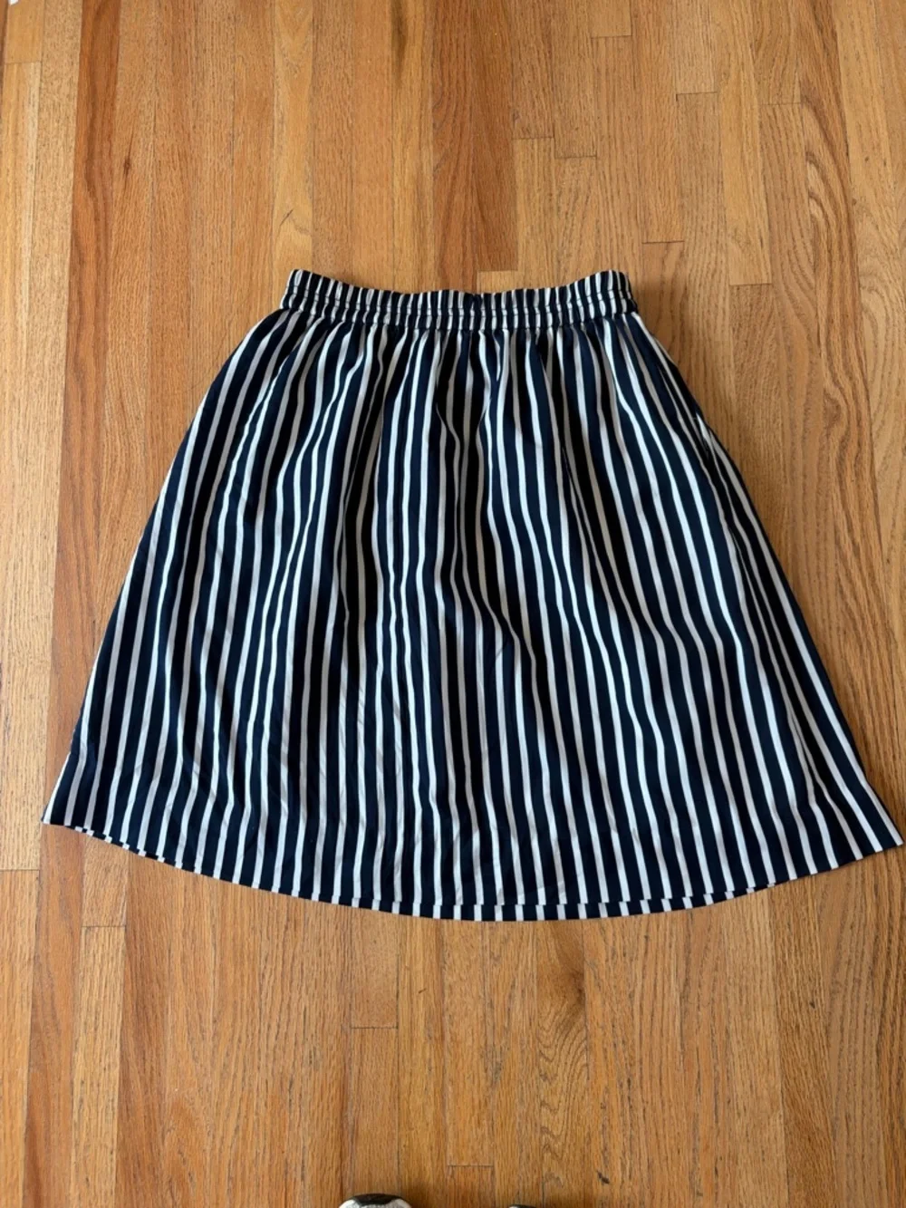 J. Crew Navy and White Vertical Stripe A-Line Skirt